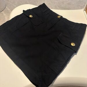 Moschino Black Cargo Mini Skirt with Gold Buttons